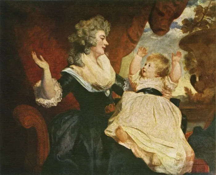 Framed Print : Print of Duchess of Devonshire and Child, a portrait in oil on canvas Framed Print : Print of Duchess of Devonshire and Child, a portrait in oil on canvas