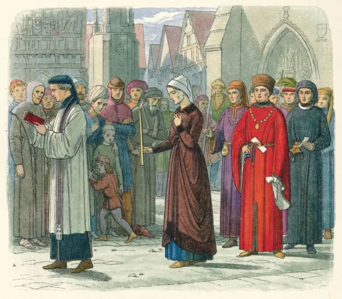 Framed Print : Print of The Duchess of Gloucester does penance, 1864 Framed Print : Print of The Duchess of Gloucester does penance, 1864