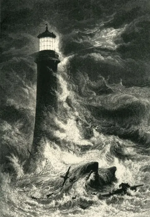 Framed Print : Eddystone Lighthouse, c1870 Print Framed Print : Eddystone Lighthouse, c1870 Print