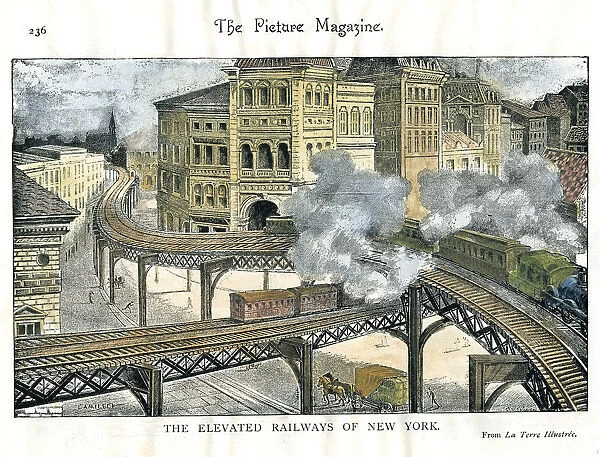 Elevated Railway in New York, from The Picture Magazine, c19th century