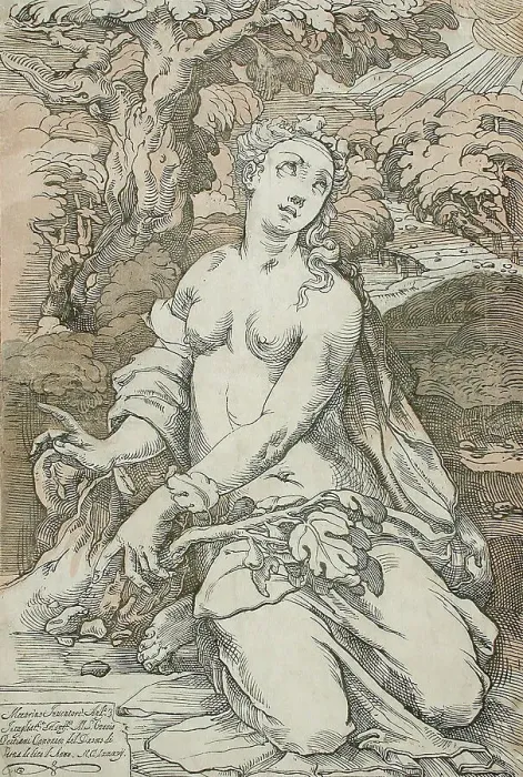 Framed Print : Print of Eve from Andrea Andreani's engraving, 1587 Framed Print : Print of Eve from Andrea Andreani's engraving, 1587