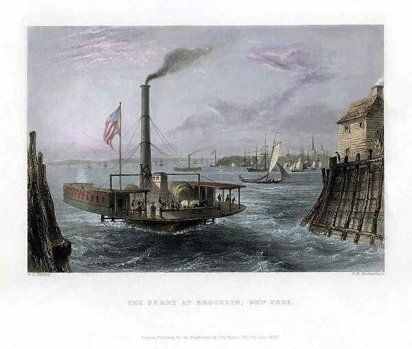 The Ferry at Brooklyn, New York, USA, 1838. Artist: George Richardson