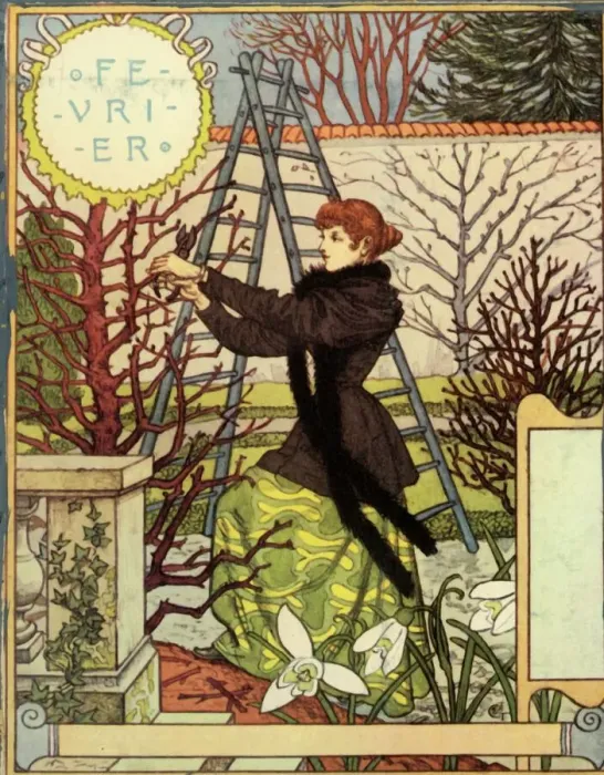 Framed Print : Eugene Samuel Grasset Print, Fevrier 1896 Framed Print : Eugene Samuel Grasset Print, Fevrier 1896