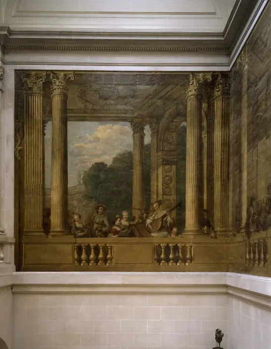 Framed Print : Print of Figures in an Architectural Setting, 1748 Framed Print : Print of Figures in an Architectural Setting, 1748