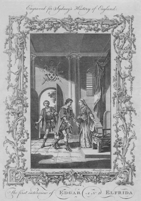 Framed Print : Print of The First Interview of Edgar and Elfrida, 1773 Framed Print : Print of The First Interview of Edgar and Elfrida, 1773