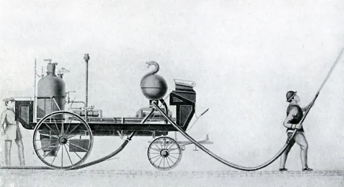 Framed Print : Steam Fire Engine Print, c1830 Framed Print : Steam Fire Engine Print, c1830