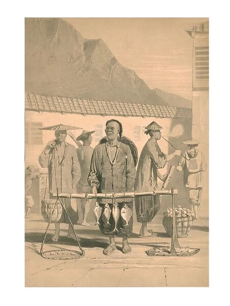 Fishmongers in Hong Kong, 19th century. Creator: M & N Hanhart