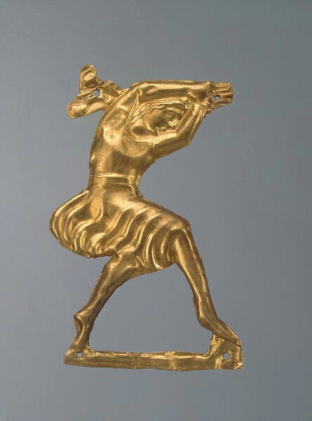 Gold plaque in the form of a dancing woman, 330-300 BC. Artist: Ancient jewelry