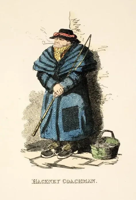 Framed Print : Hand-coloured engraving of a Hackney Coachman, 1827 Print Framed Print : Hand-coloured engraving of a Hackney Coachman, 1827 Print
