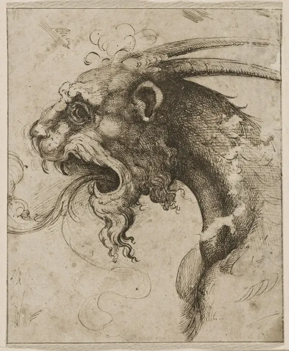 Framed Print : Chimera Head Print