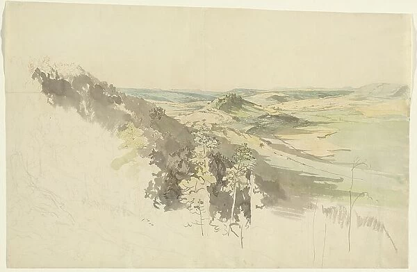 Hilly Landscape with Landsberg Castle, 1830 / 1836. Creator: Carl Wagner