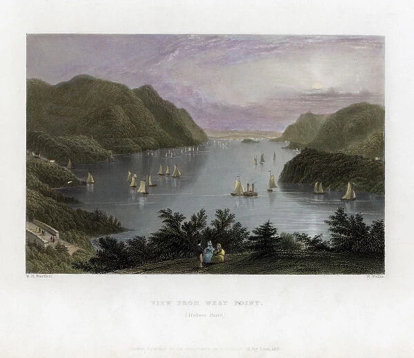 The Hudson River as seen from West Point, USA, 1837. Artist: R Wallis