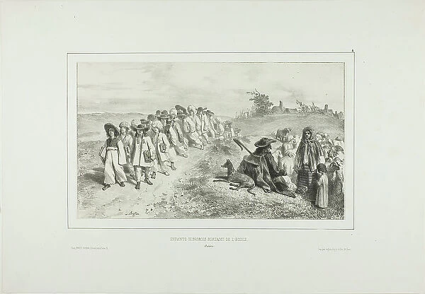 Hungarian Children Going to School, 1838. Creator: Auguste Raffet