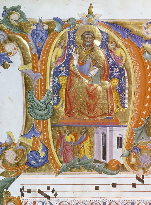 Framed Print : Print of an Illuminated Initial Letter, c1380 Framed Print : Print of an Illuminated Initial Letter, c1380