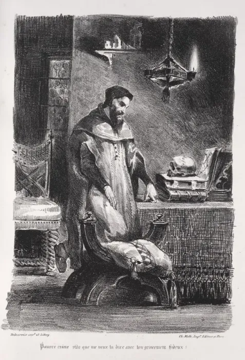 Framed Print : Print of Faust in his dressing-room, 1828 by Eugene Delacroix Framed Print : Print of Faust in his dressing-room, 1828 by Eugene Delacroix
