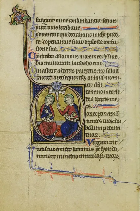 Framed Print : Initial D: The Trinity; Wenceslaus Psalter Print, circa 1250-1260