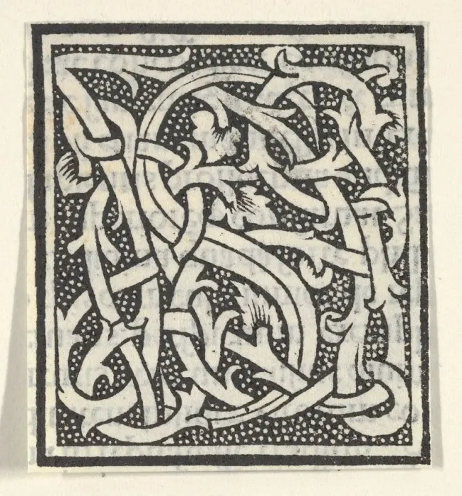 Framed Print : Initial Letters Print on Patterned Background, 1520 Framed Print : Initial Letters Print on Patterned Background, 1520