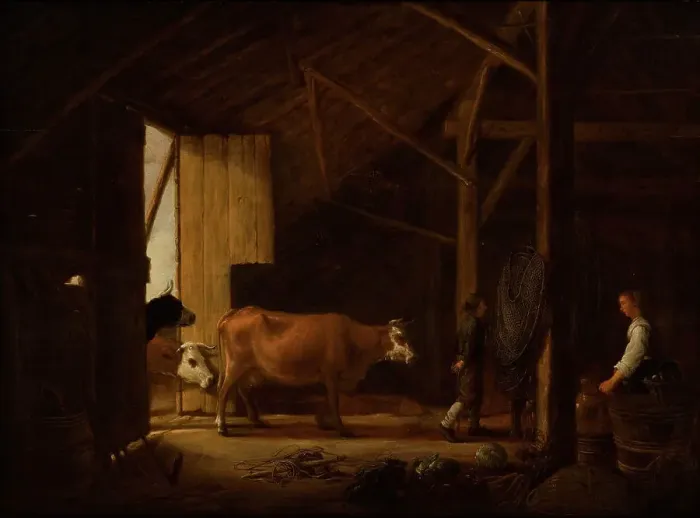 Framed Print : Aelbert Cuyp's Interior of a Cowshed Print Framed Print : Aelbert Cuyp's Interior of a Cowshed Print