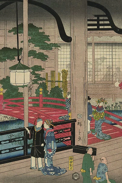 The Interior of the Gankiro in Yokohama (Yokohama Gankiro mikomi no zu), 1860. Creator: Utagawa Hiroshige II