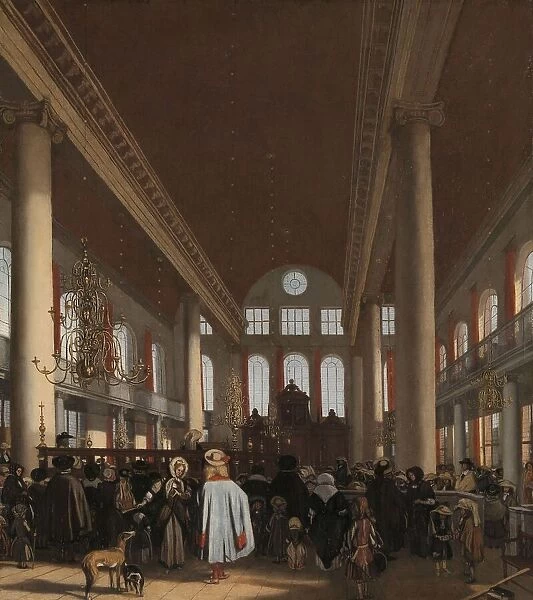 Interior of the Portuguese Synagogue in Amsterdam, 1680. Creator: Emanuel de Witte