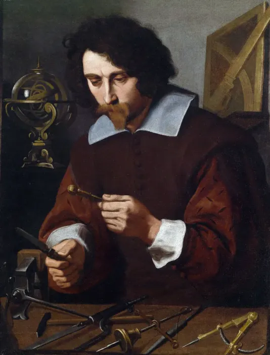 Framed Print : Paolini's Print of an Inventor with Mathematical Instruments Framed Print : Paolini's Print of an Inventor with Mathematical Instruments