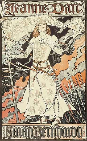 Jeanne d'Arc-Sarah Bernhardt, between 1889 and 1894. Creator: Eugene Samuel Grasset