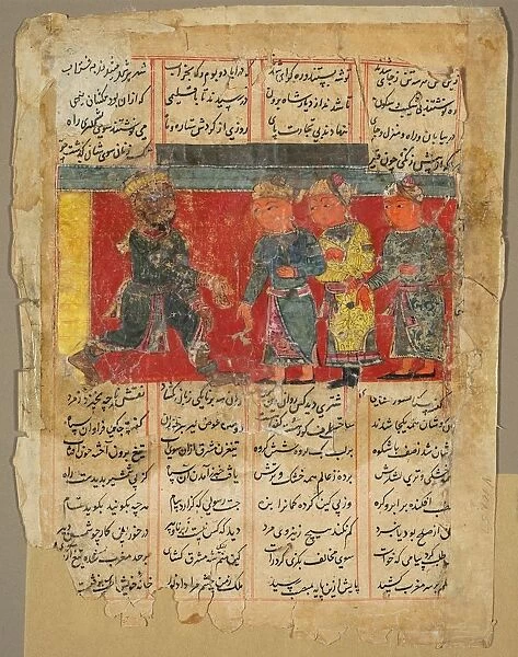A King Receiving Three Men, page from the Khamsa of Amir Khusrau Dihlavi, 1450-1500