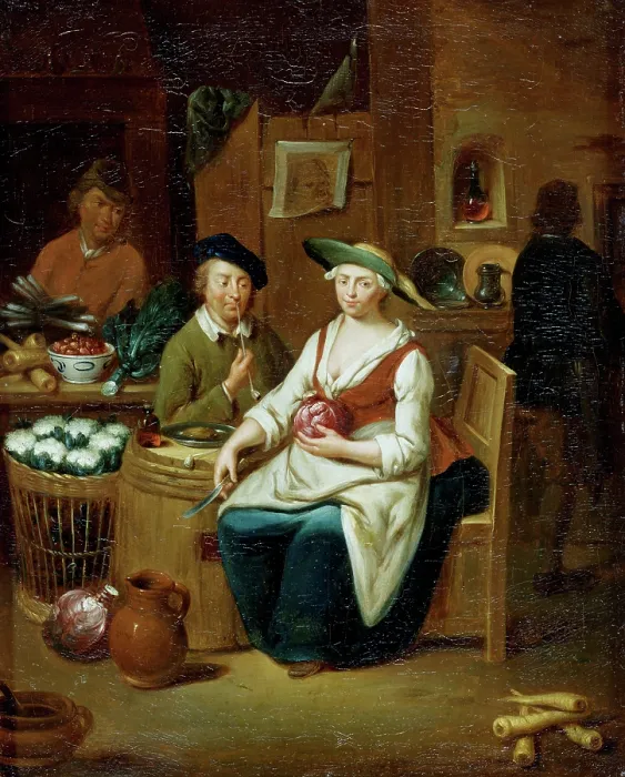 Framed Print : 19th Century Kitchen Interior Print Framed Print : 19th Century Kitchen Interior Print