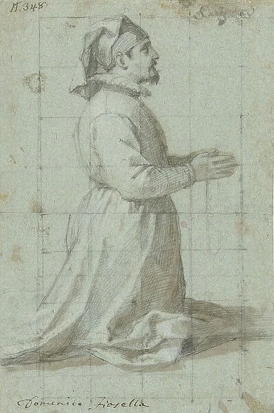 Kneeling founder wearing a Fraternity Cap, 1630-1639. Creator: Domenico Fiasella