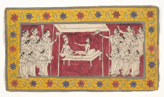 Framed Print : Krishna with an Ascetic, ca.1850 Print - A Conversation Framed Print : Krishna with an Ascetic, ca.1850 Print - A Conversation