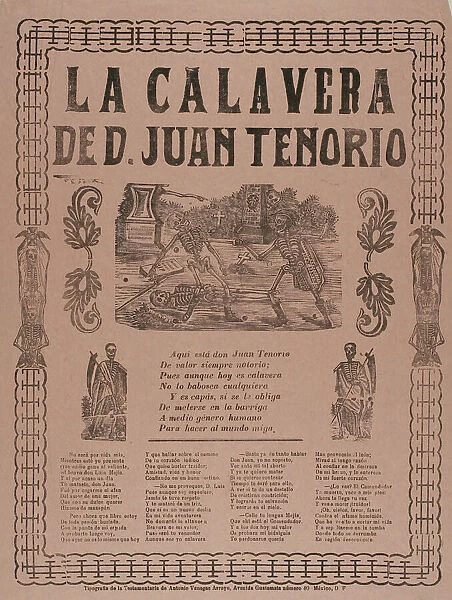 La Calavera de D. Juan Tenorio (The Calavera of D. Juan Tenorio), n.d. Creator: Manuel Manilla