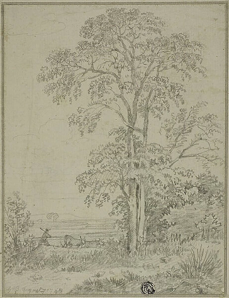 Landscape with Tree, Man, and Cows, August 7, 1765. Creator: George Howland Beaumont