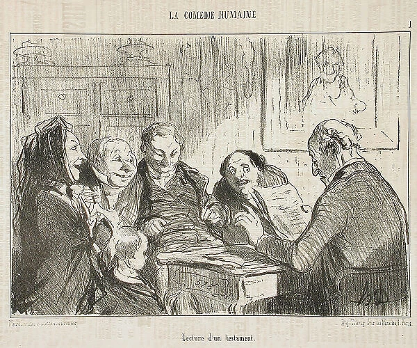 Lecture d'un testament, 1853. Creator: Honore Daumier