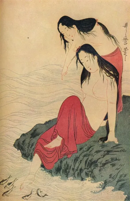 Framed Print : Utamaro's Pearl Divers Print, c1797-98 Framed Print : Utamaro's Pearl Divers Print, c1797-98