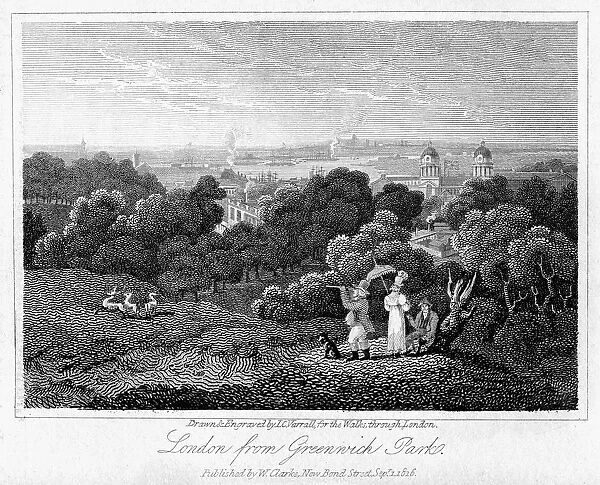 London from Greenwich Park, 1816. Artist: I Varrall