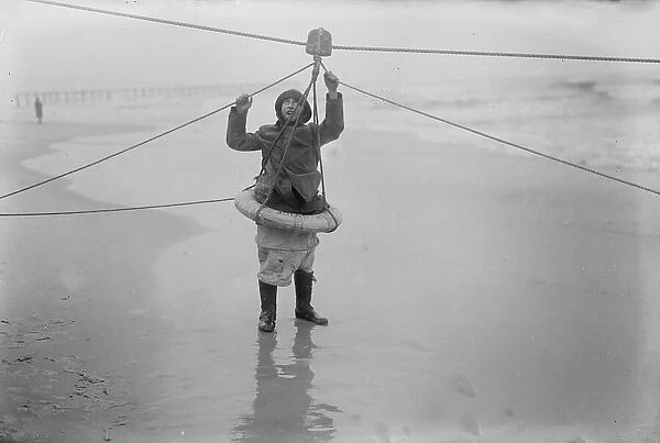 Man demonstrating ship rescue apparatus, 1919. Creator: Bain News Service