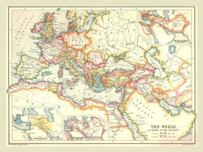 Framed Print : Map of the Ancient World Print, 1902 Framed Print : Map of the Ancient World Print, 1902