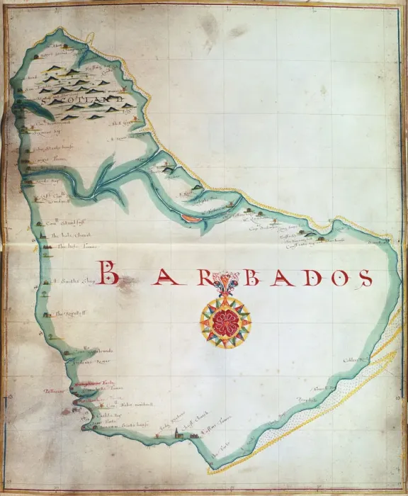 Framed Print : Barbados Map Print, 1683 Framed Print : Barbados Map Print, 1683