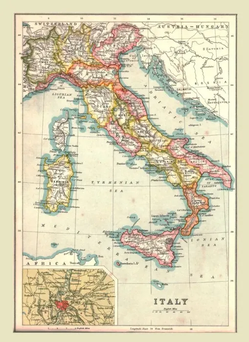 Framed Print : Heritage Images Print: Map of Italy, 1902 Framed Print : Heritage Images Print: Map of Italy, 1902