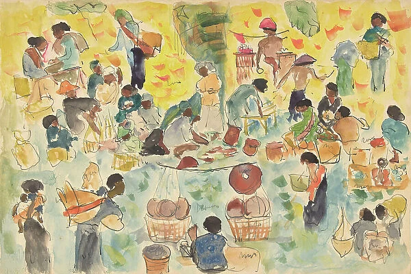 Market scene in the Dutch East Indies, 1886-1947. Creator: Pierre Jean Apol