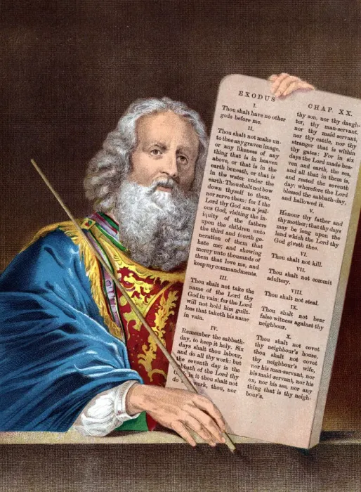 Framed Print : Mid 19th Century Print of Moses with the Ten Commandments Framed Print : Mid 19th Century Print of Moses with the Ten Commandments