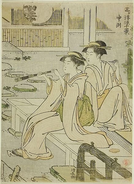 Nakasu, from the series 'Ten Scenes of Enjoying the Cool in the Three Cities...', c. 1785 / 86. Creator: Torii Kiyonaga. Nakasu, from the series 'Ten Scenes of Enjoying the Cool in the Three Cities...', c. 1785 / 86. Creator: Torii Kiyonaga