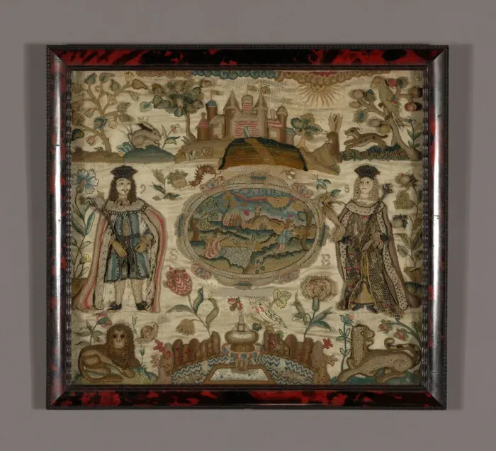 Framed Print : Needlework Print, England, 1698 Framed Print : Needlework Print, England, 1698
