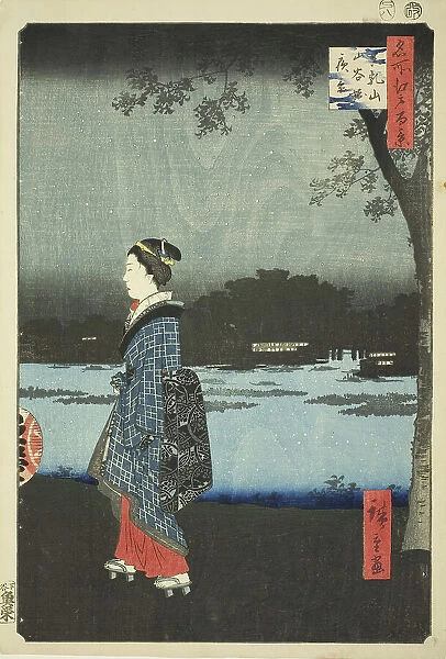Night View of Matsuchi Hill and the San'ya Canal (Matsuchiyama San'yabori yakei), from the... 1857. Creator: Ando Hiroshige
