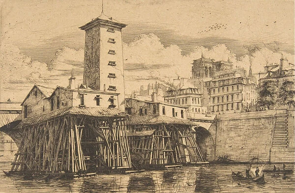 The Notre-Dame Pump, Paris, 1852. Creator: Charles Meryon