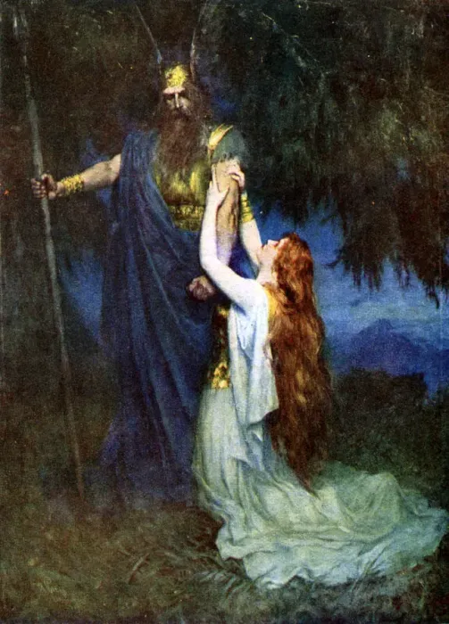 Framed Print : Print of Odin and Brunhilde from The Valkyrie opera Framed Print : Print of Odin and Brunhilde from The Valkyrie opera