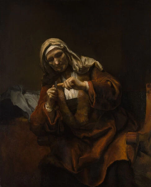 Old Woman Cutting Her Nails, ca. 1655-60. Creator: Style of Rembrandt (Dutch, second