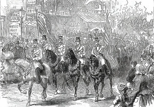 Opening of the American Centennial Exhibition: the Butchers Procession...1876. Creators: Unknown, Melton Prior