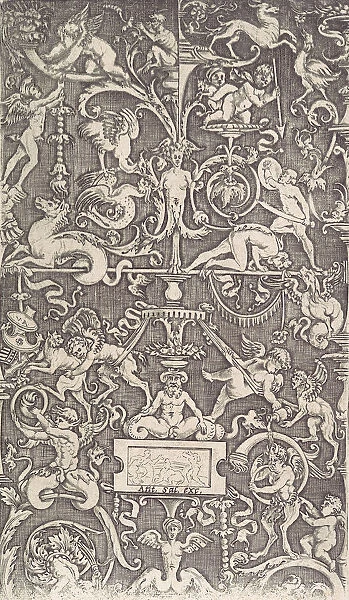 Ornamental Panel, ca. 1514-36. Creator: Agostino Veneziano