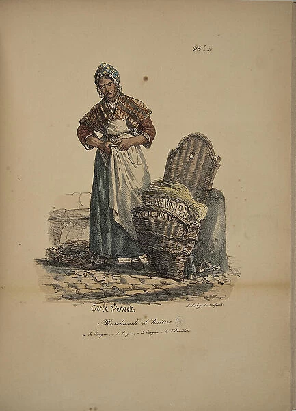 Oyster seller. From the Series 'Cris de Paris' (The Cries of Paris), 1815. Creator: Vernet, Carle (1758-1836). Oyster seller. From the Series 'Cris de Paris' (The Cries of Paris), 1815. Creator: Vernet, Carle (1758-1836)